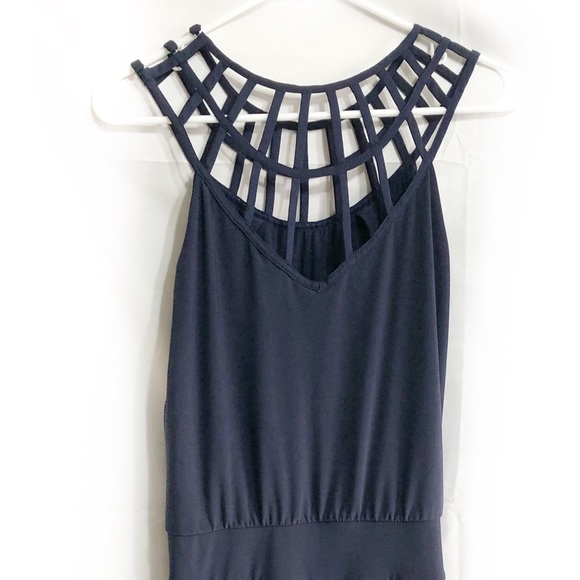 White House Black Market blue caged neck jumper - Picture 3 of 5